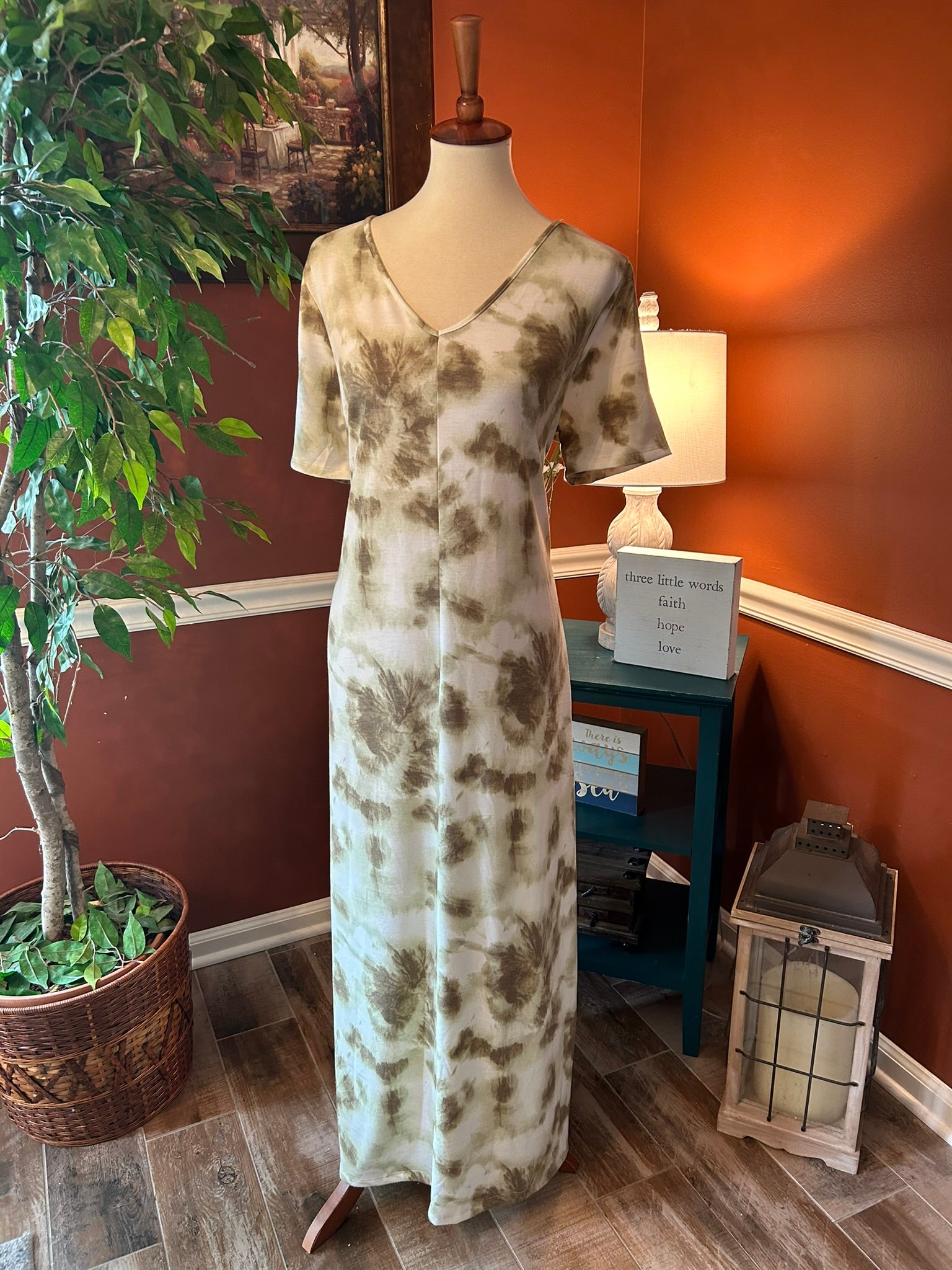 Zenana White And Brown Tie Dye Maxi | Modesty Bee